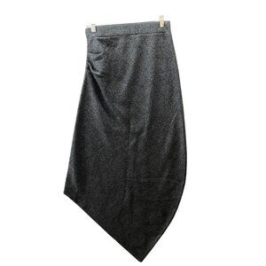 UNICA Wool Blend‎ Asymmetric Midi Skirt Womens S Gray Pull On Ruched Minimalist